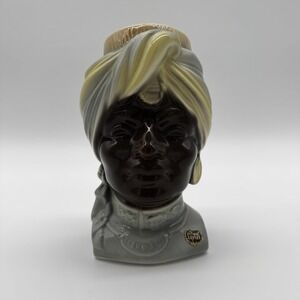 Vtg 8" Royal Copley Blackamoore India Prince Ceramic Head Vase Wall Pocket